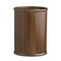 14" Woodcraft Walnut Oval Metal Wastebasket